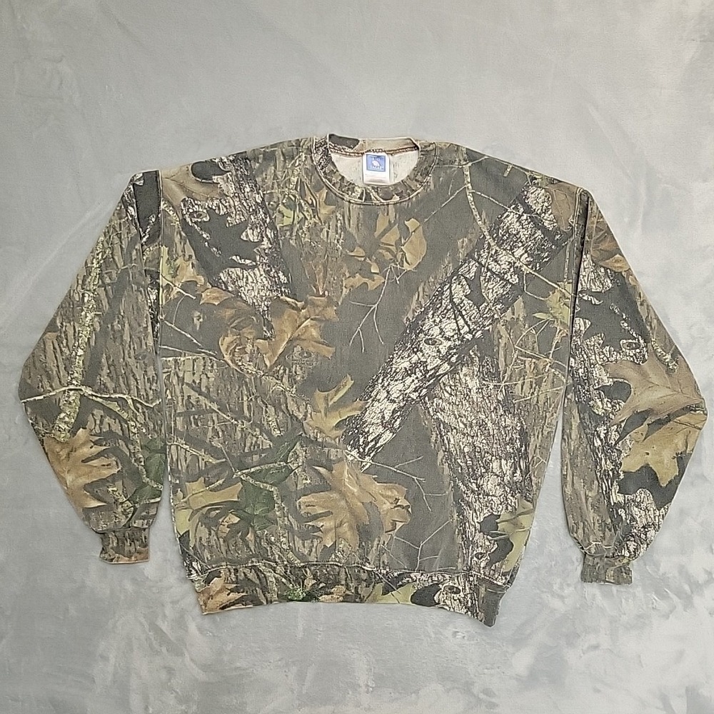 Red Eagle Mossy Oak Break Up Camo Sweatshirt Mens XL Green Camouflage Hunting